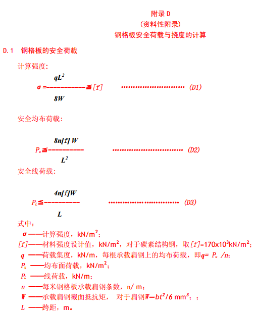 钢格板安全荷载与挠度计算